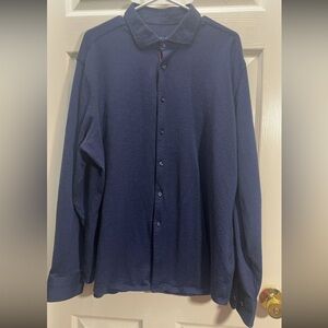 Stone Rose Men's Deep Navy Textured Long-Sleeve Button-Up Shirt